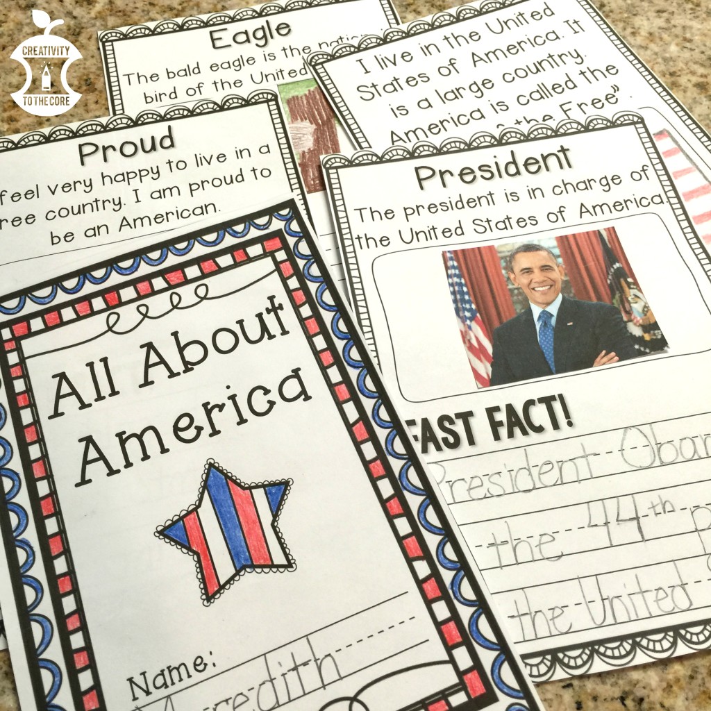 All About America Minibook - Perfect for September 11, Veteran's Day, Memorial Day, & american symbols!